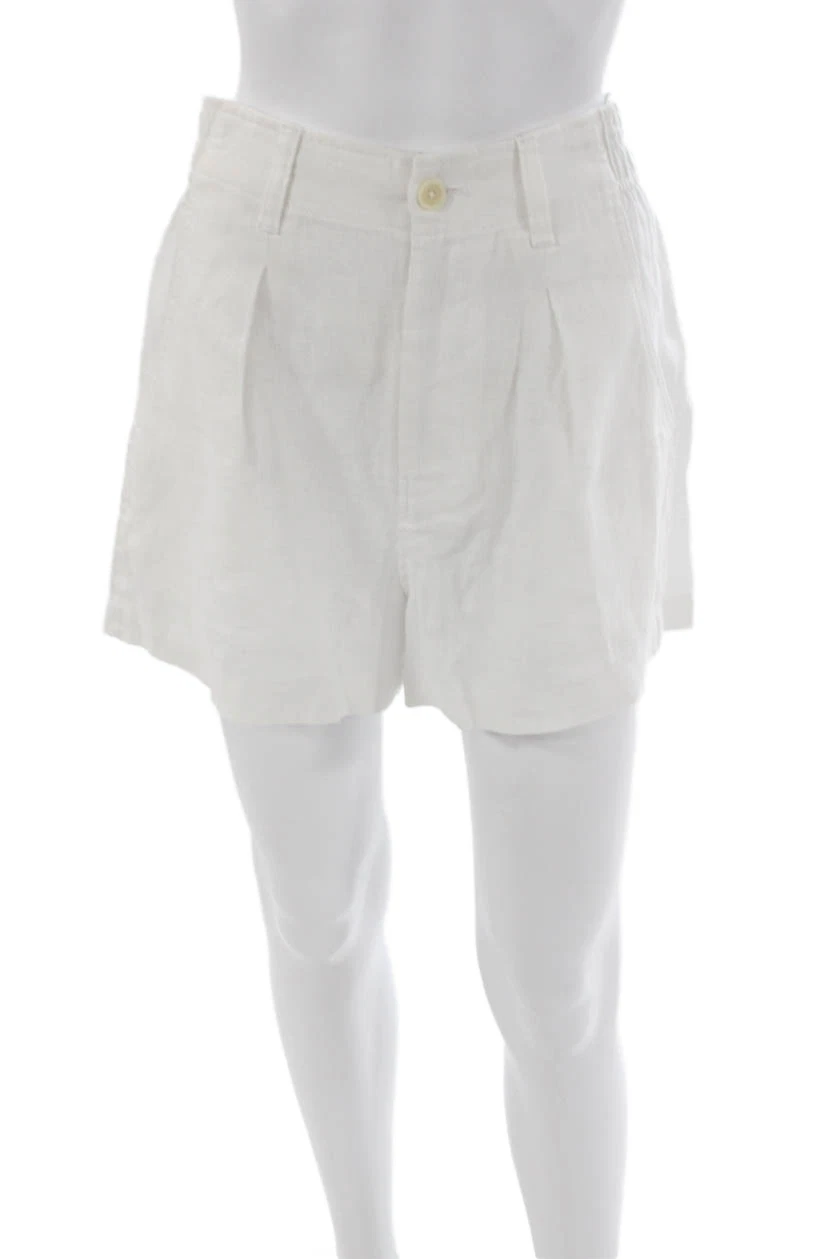 Madewell Women Linen Button Front White Shorts Size 2