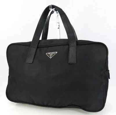 Authentique sac à main PRADA noir en nylon et cuir #63791 - Photo 1/4