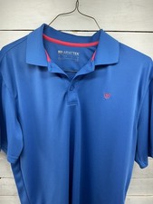 Ariat Tek Heat Series Polo Shirt Mens L Blue Short Sleeve Golf Athletic 269