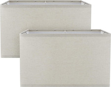 Set of 2 Oatmeal Rectangle Collapsible Spider Lamp Shades, 11-17" X 10" Height