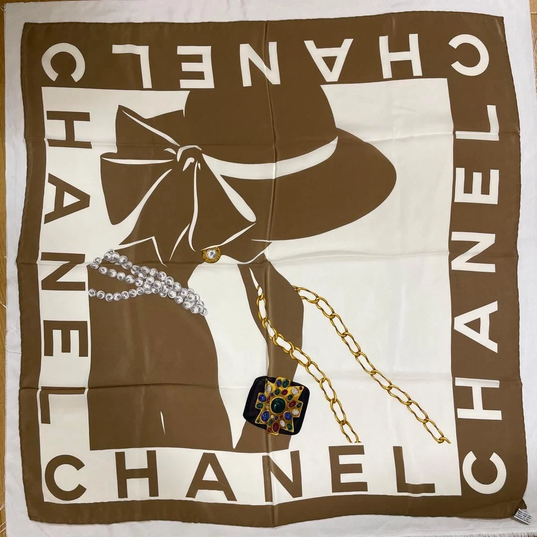 CHANEL シャネル　カンボン本店柄　ブラウン　ヴィンテージ　大判スカーフ 25+ CHANEL Brown Scarves & Wraps for Women for sale | Updated Oct 2026