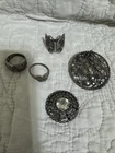 Lot of 5 sterling silver vintage Rings, Pendants marcasite