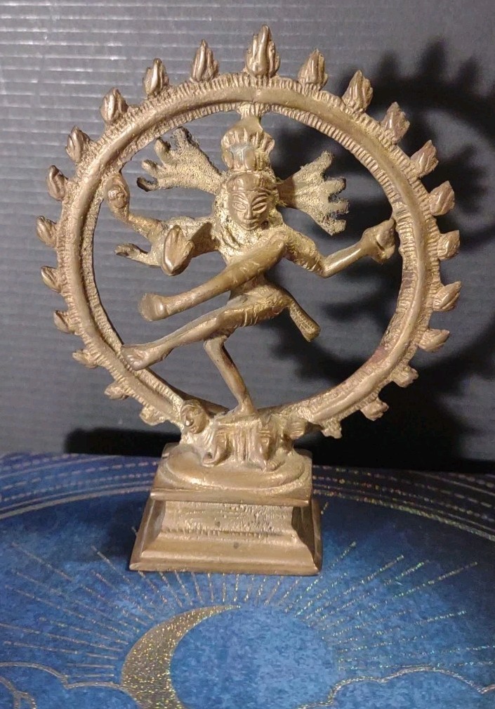 Dancing Shiva Nataraja Cosmic Dance Vintage 1960's  Brass 4.5 Inch Sculpture 