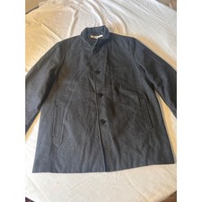 Kenneth Cole Car Coat Mens XL Charcoal GreyWool Blend Button Front