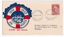 STAMP DENMARK   BOAT SAFETY  25 ORE 1952 FIRST DAY COVER