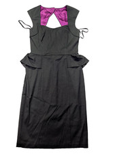 White House Black Market peplum Dress Black Size 4 cut out Cottagecore Farmhouse