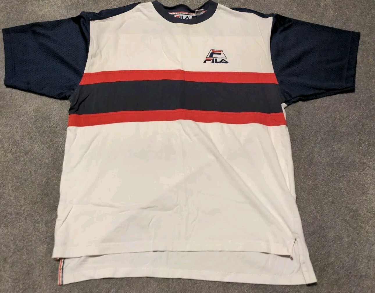 FILA camicia uomo grande bianca manica corta maglia maniche a rete anni 90 Y2K