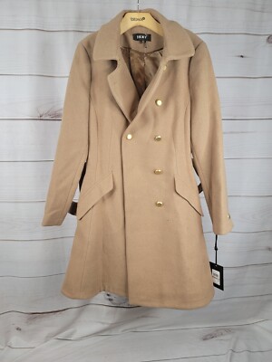 NEW Woman DKNY Khaki Long Coat Sz 12 Elegant Winter $445