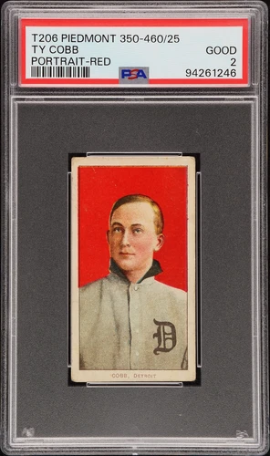 T206 Ty Cobb Portrait Red Background Detroit PSA 2 Piedmont Back Well Centered
