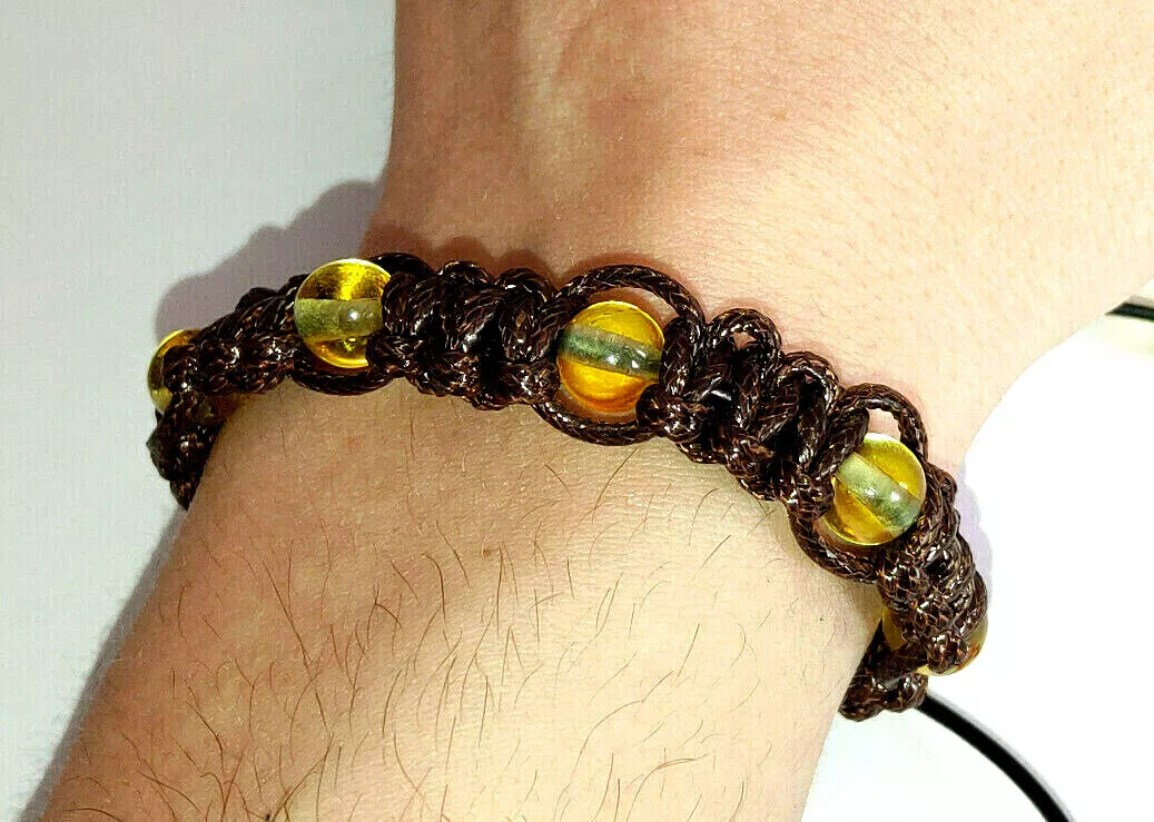 Natural Baltic Amber Bracelet With Leather Amber Round Beads