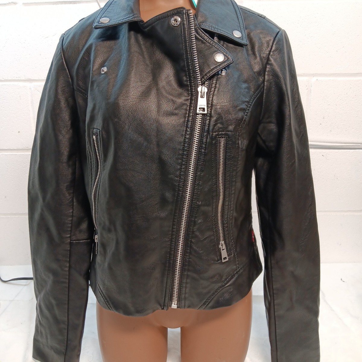 NWT Levi Strauss Black Moto Jacket Vegan (Faux) Leather Women's