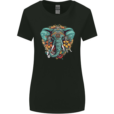 Floral Tribal Elephant Damen T-Shirt breiter geschnitten