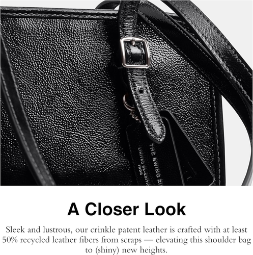 Borsa Coach Crinkle Patent Swing Zip, LH/Nero - Foto 4 di 6