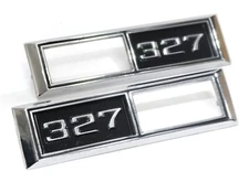 New 327 Front Side Marker Light Fender Emblem Set Bezel Pair L&R / Made-In-USA