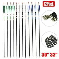 12Pcs 30/32 Carbon Arrows SP500 Turkey Feather Archery For Compound&Recurve Bow
