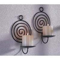 2Er Set Kerzenhalter Wandkerzenhalter Halter Kerze Spirale Metall Schwarz