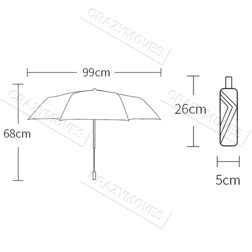 Automatic Folding Umbrella Portable Windproof Auto Compact 8 Ribs Fiberglass VIC - Picture 9 of 11