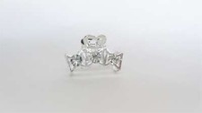 Small shiny silver metal three bows hair claw clip with crystals