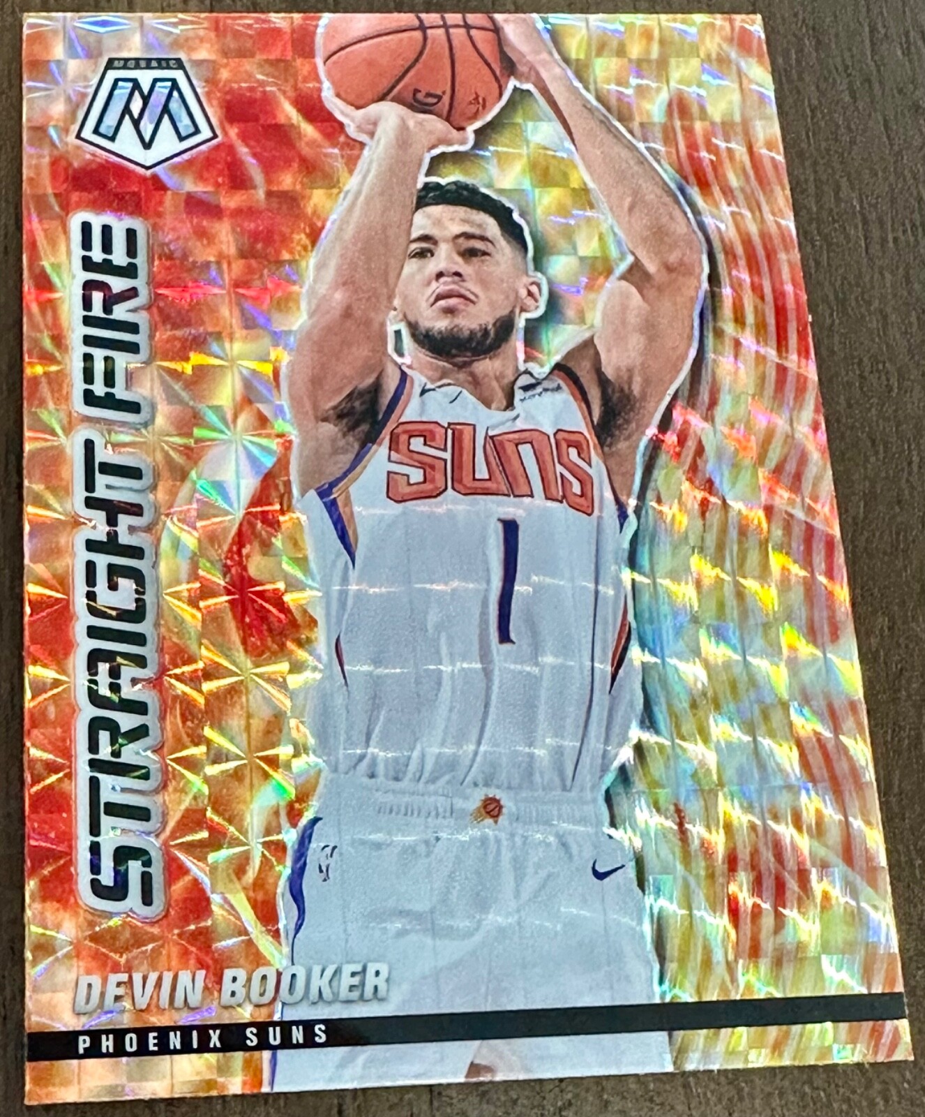 Devin Booker 2020-21 Panini Mosaic - Straight Fire #1 Phoenix Suns SP