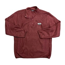 NWT Mens EDDIE BAUER Knit Fleece Sweater 1/4 Button Pullover Tawny Port Small