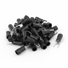 50pcs AWG14-12 Fork Insulated Spade Electrical Wire Connector Terminals Black