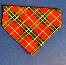 Over Collar Slide On Pet Dog Cat Bandana Scarf RED/GREEN PLAID  XXSMALL