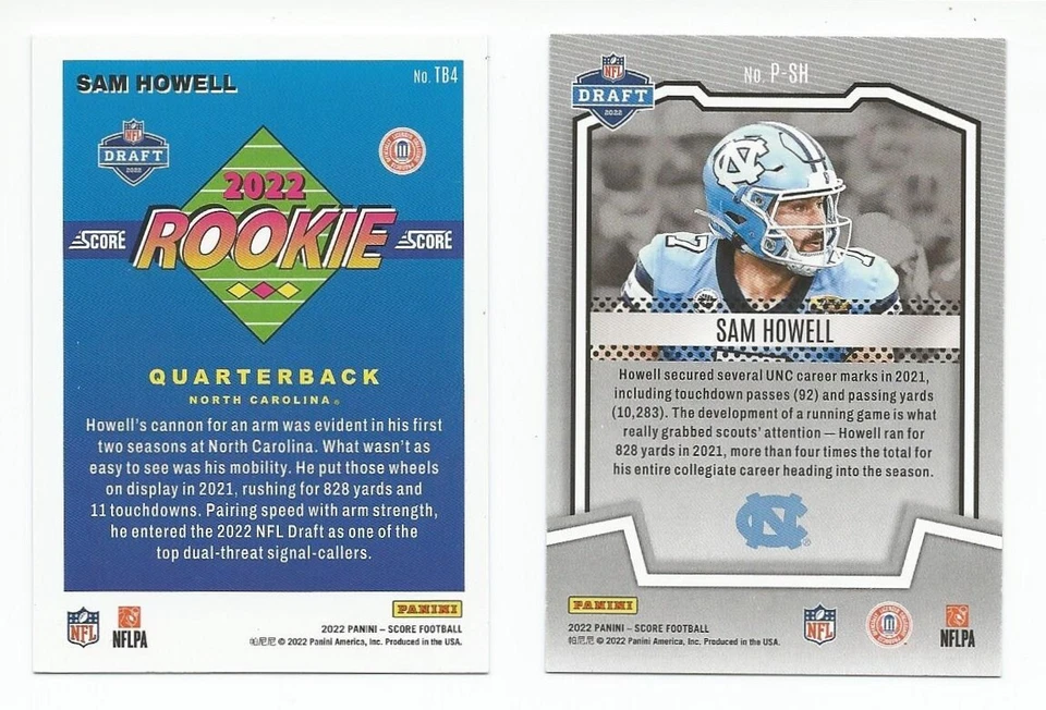 2022 Sam Howell Score rookie card lot - #TB4 1992 Throwback Rookie & Protential! - Image 2 of 2