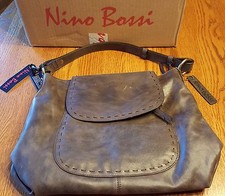 Nwt Designer Nino Bossi Mrs Robinson Hobo Leather Shoulder Bag Chocolate Brown