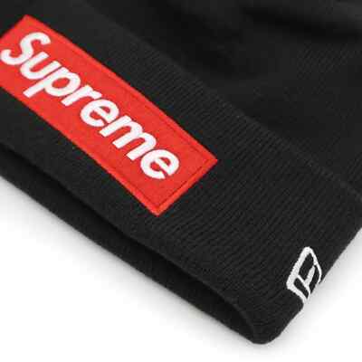 Supreme New Era Box Logo Beanie Black Red FW22 | eBay