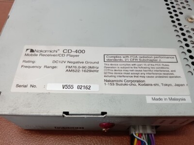 Nakamichi CD-400 1DIN Car Audio CD Player Vintage Receiver
