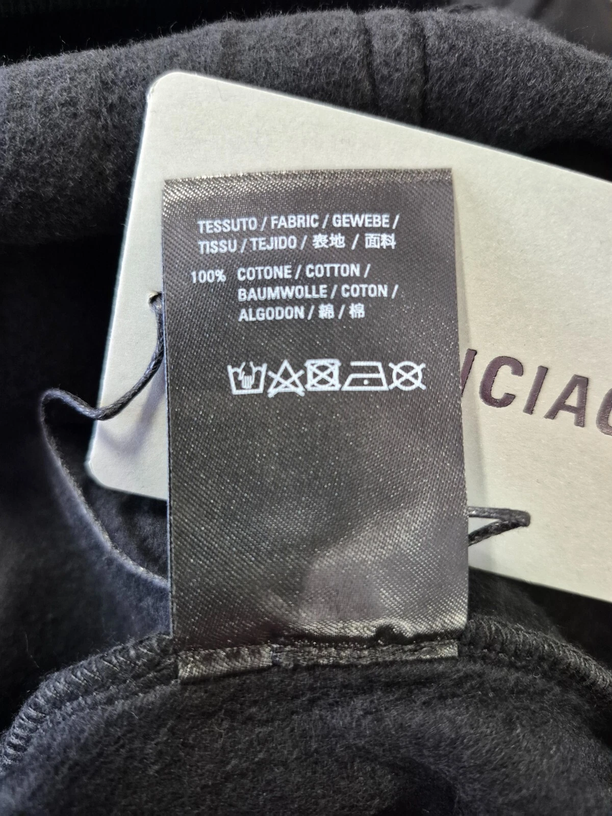 BALENCIAGA Felpa con Cappuccio Pullover Oversize Nero Taglia L 100% Cotone