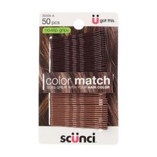 Scunci U Got This Color Match No-Slip Grip Bobby Pins, Brunette, 50-Pieces, 3 Pa