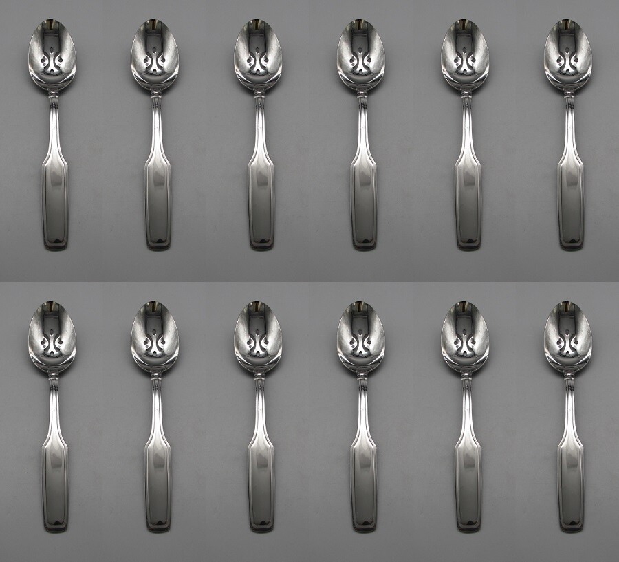 SET OF TWELVE - Oneida Stainless DANFORTH Slotted Serving Spoons