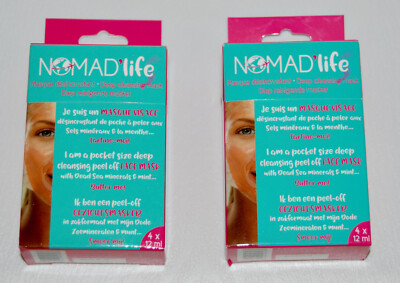 2X Nomad Life Women's 4pc Peel-Off Face Mask Travel Sachet Set TSA Compliant