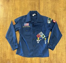 Vintage 80s Boy Scouts Of America Official Shirt Youth Size 10 Small W/ Patches