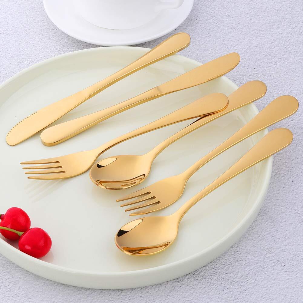 Flatware Silverware Sets 6pcs 18/8 Stainless Steel Student Cutlery Serving For 2