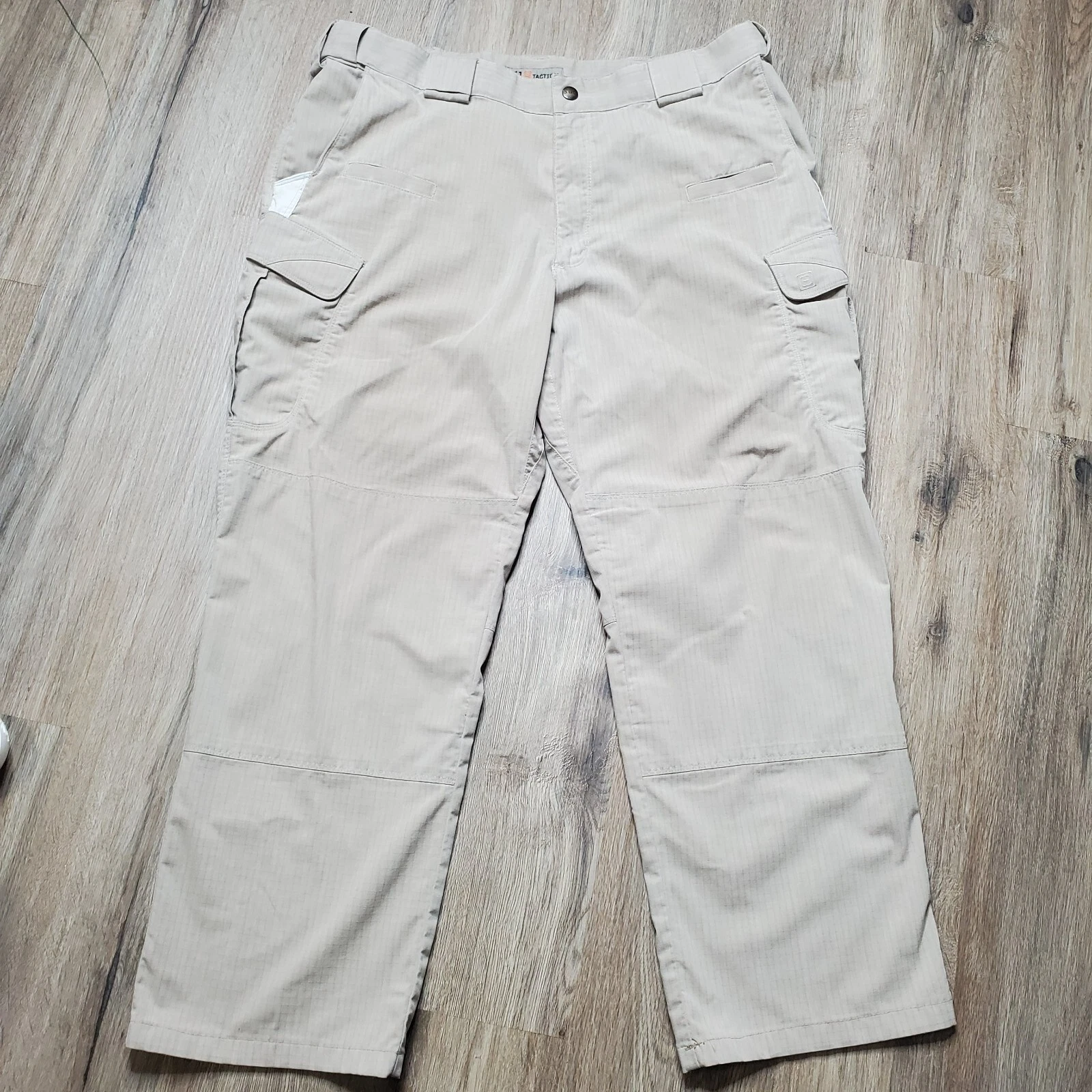 5.11 Tactical Series Cargo Khaki Beige Pants Mens Size 38 Hemmed to 27" Inseam