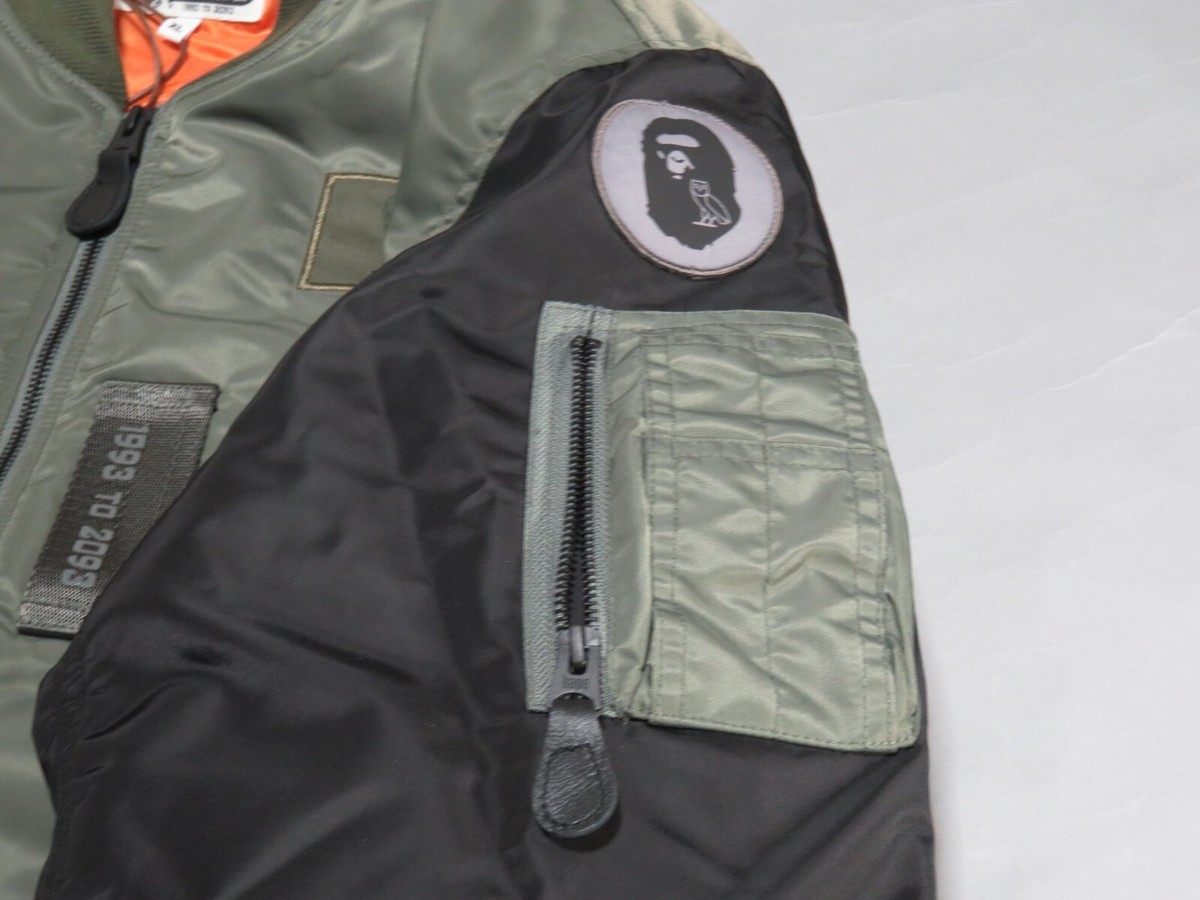 32687 bape x ovo loose fit MA-1 olive S | eBay