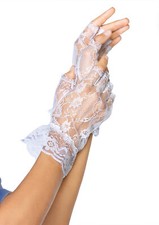 Leg Avenue Fingerless Lace Gloves White