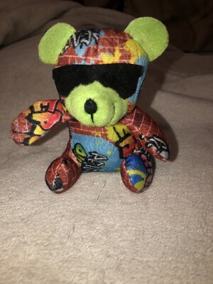 Fun Express Teddy Bear 4  Bright Colors Graffiti Plush Stuffed Animal Shades