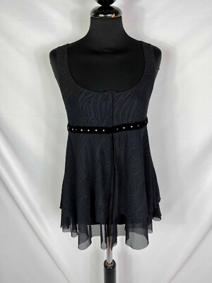 ROCCOBAROCCO Tank Top Blouse Women Black Lace Woman T-Shirt Sz.S - 42