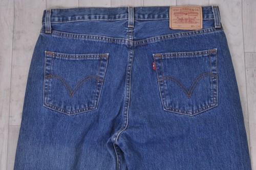 LEVIS Vintage 751 Jeans 34/36 Blue Denim Straight Leg Levi's Red Tab Rockabilly - Picture 7 of 13