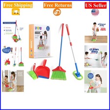 Kids 4-Piece Cleaning Set with Broom, Mop, Brush  Dust Pan - Toddler Toy