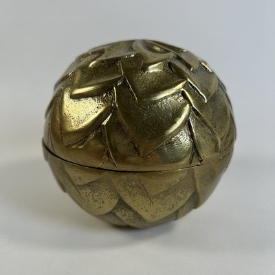 Brass Colored Trinket Box/Ball Nate Berkus About 4  Wide And Three   Tall ￼