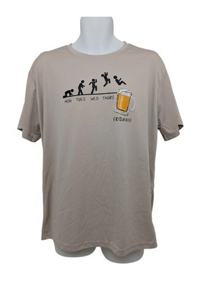 Funny Evolution Friday T-Shirt Beige Large 100% Polyester Casual Graphic Tee