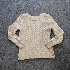 Vineyard Vines Sweater Womens Small Beige Cable Knit Fishermans Casual Preppy