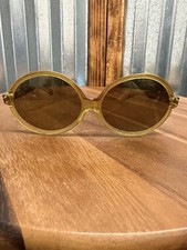Vintage Solfina Italy 2 Oversized Transparent Jelly Round Yellow Sunglasses NOS