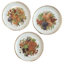 D Reine Handerbeit Set 3 Fruit Small Trinket Dish Porcelain 3" Gold Trim Germany
