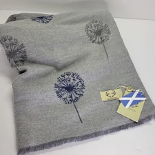 Heritage Reversible Stag Fringe Scarf  Shaw Grey BluleSoft Jacquard Material New