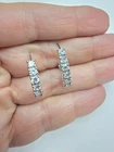 Clear Crystal Sterling Silver FAS Half Hoop Omega Pierced Earrings Vintage